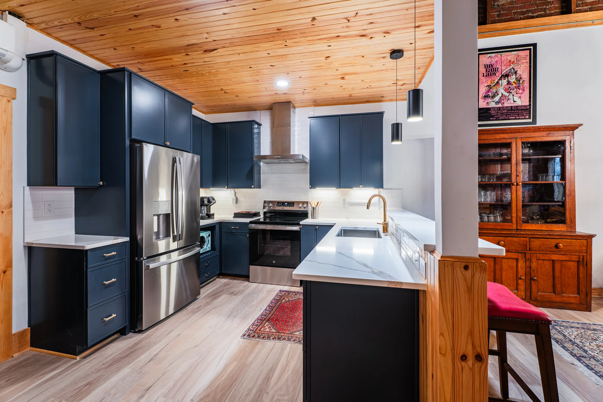 Modern kitchen with premium appliances and coffee station