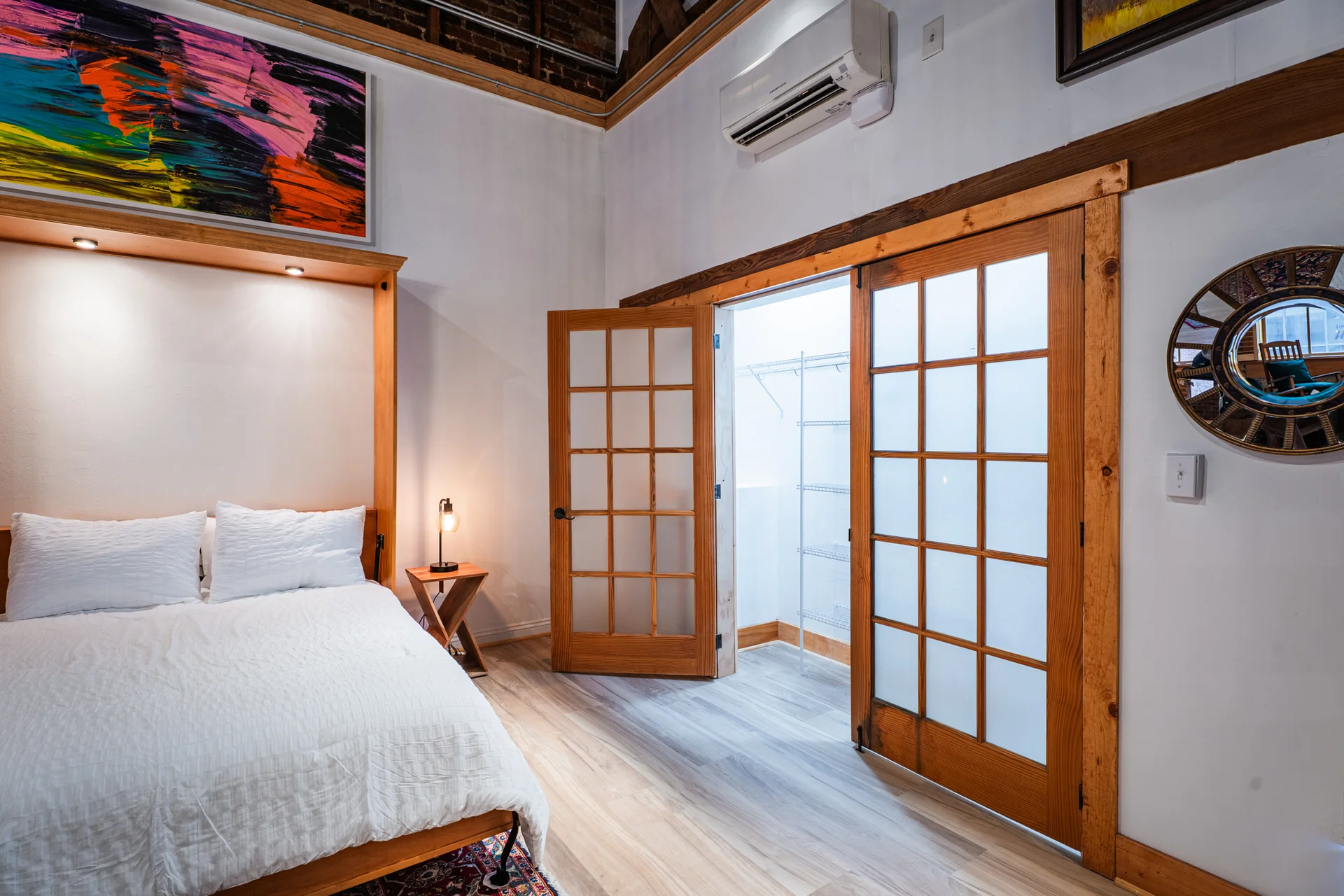 Murphy bed integrated into the loft design